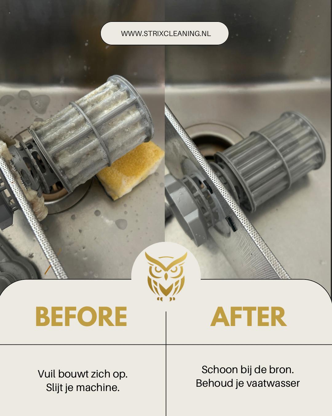 Vaatwasserfilter gereinigd – van vet en vuil naar brandschoon