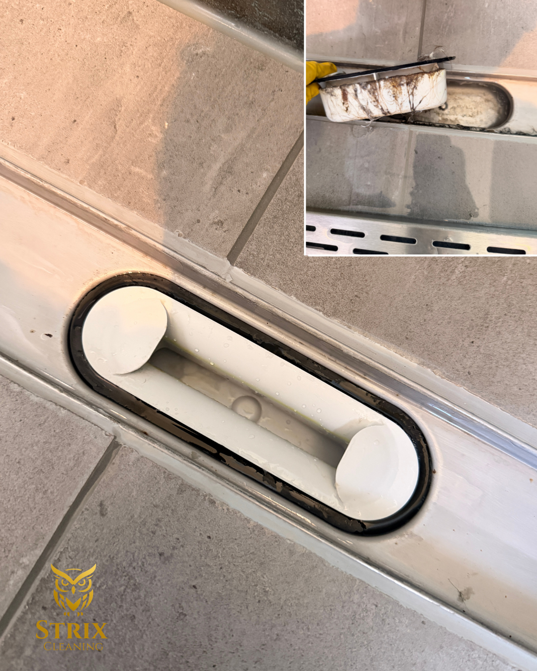 Voor & na: douchegoot schoonmaken